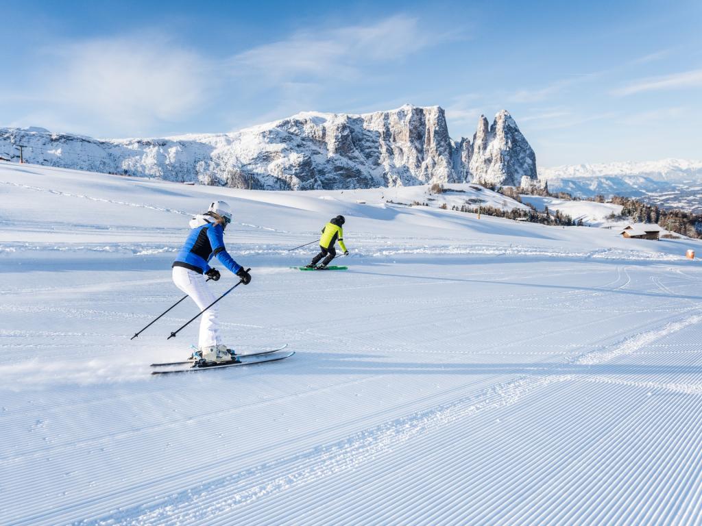 Skifahren auf der Seiser Alm - Südtirol