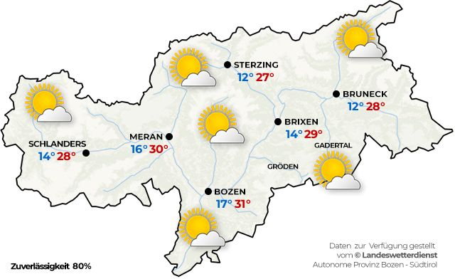 Südtirol - Allgemeine Wetterlage morgen