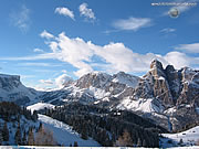 View to the Sassongher and the Passo Gardena