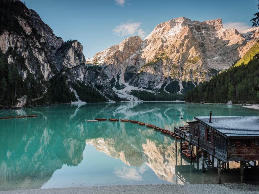 Lago di Braies in the Dolomites Italy