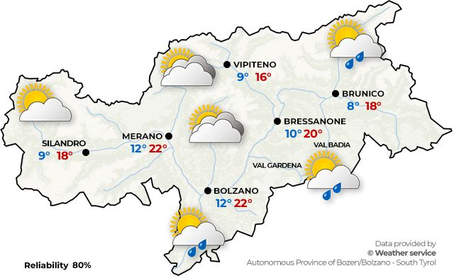 Today’s weather in South Tyrol