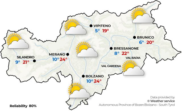 Today’s weather in South Tyrol Italy
