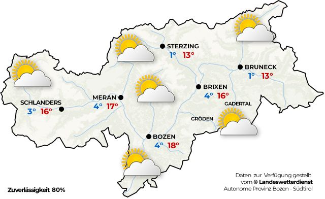 Südtirol - Allgemeine Wetterlage morgen